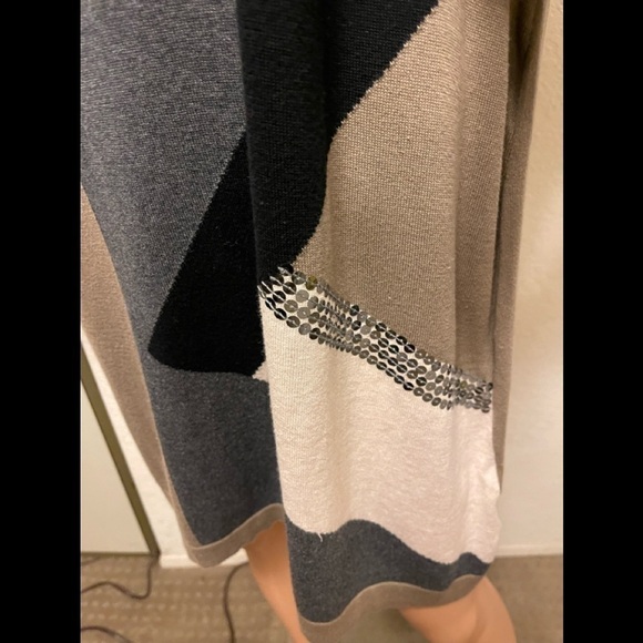 STYLE Co Sweater large Womens Tunic Sequin Color Block Lightweight 3/4 Sleeve - Picture 5 of 7